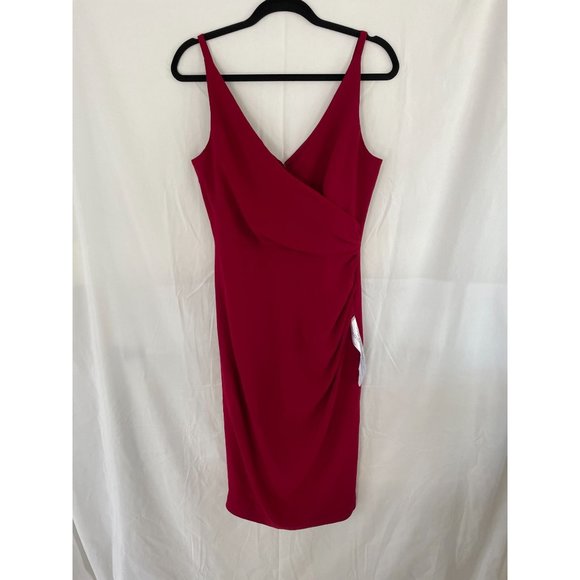 NEW Dress The Population Anita Low Back Sheath Dress Garnet M Red - Picture 4 of 12